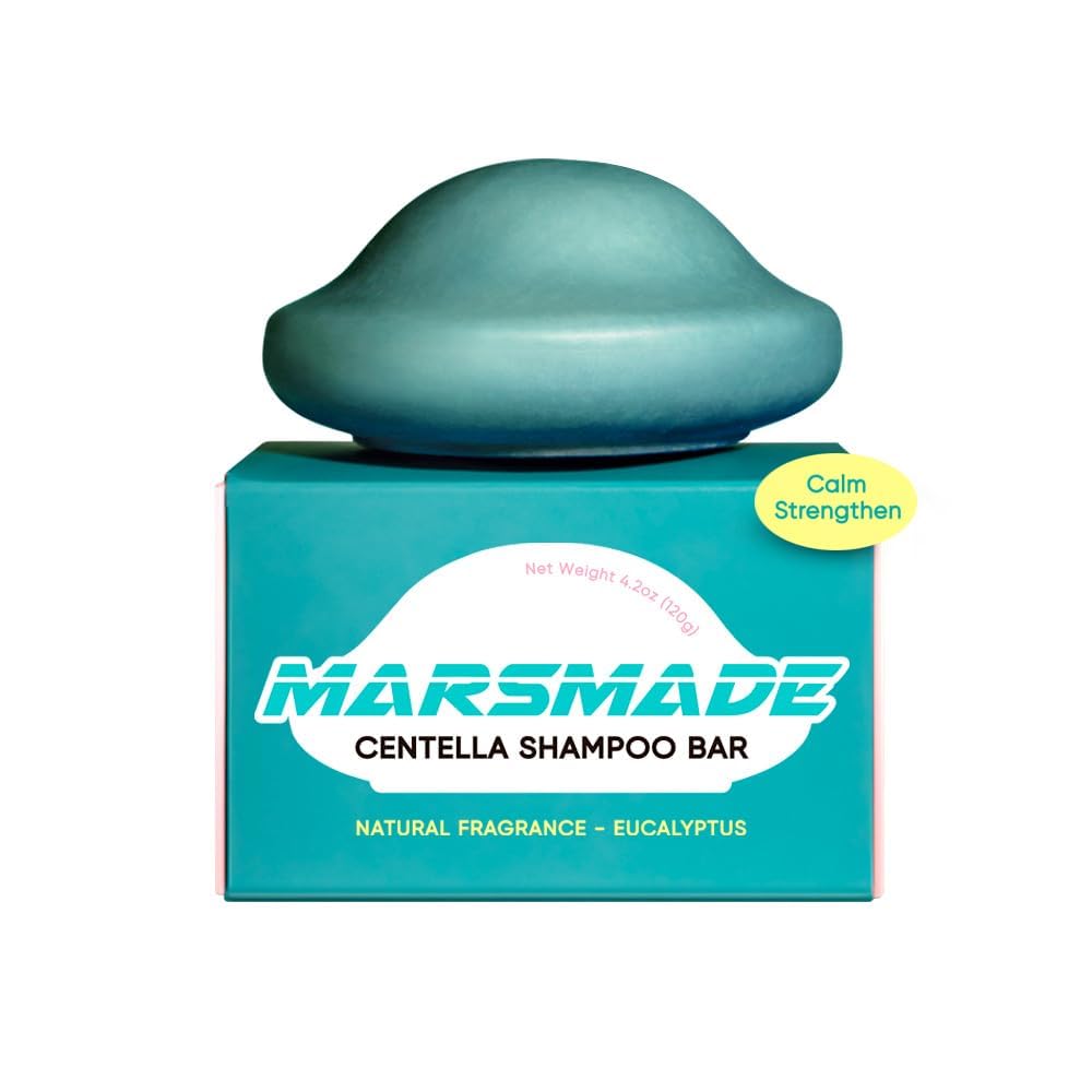 Mars Made Centella Shampoo Bar 2.0 - Jabón natural hidratante e hidratante para el cabello y el cuero cabelludo, champú sólido para todo tipo de cabello.