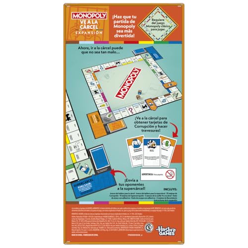 Hasbro Gaming Juego de Mesa Monopoly EXPANSIÓN Ve a la cárcel, Añade al clásico Juego Monopoly, Juegos Familiares, Edad 8+, 40 Minutos.