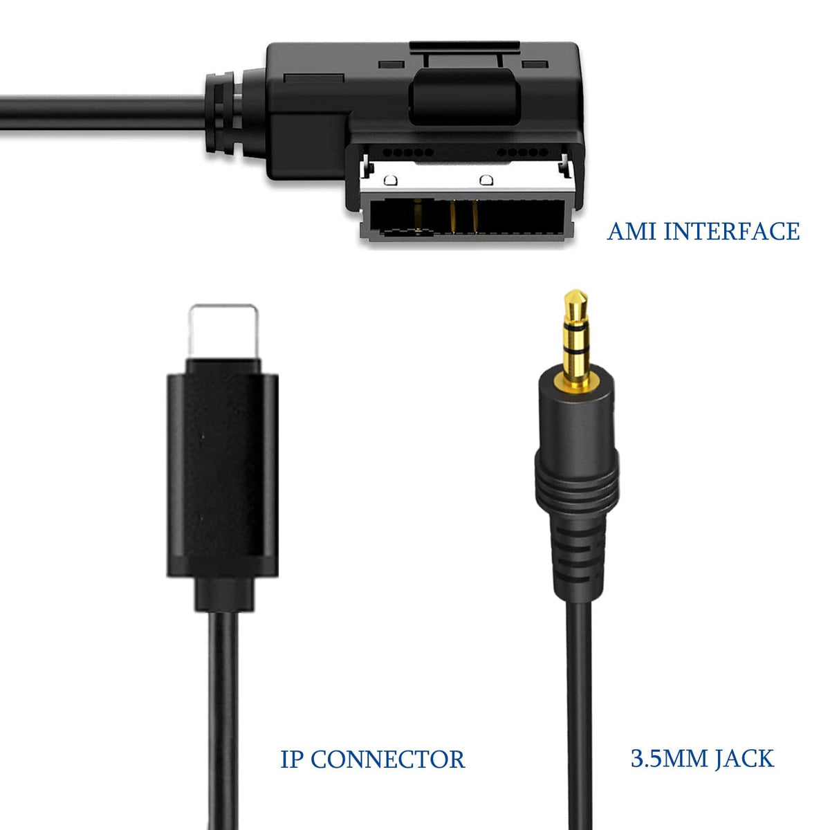 Cable de Carga AUX Mercedes Benz Negro con Adaptador Aux in 3.5mm para Modelos MB W203