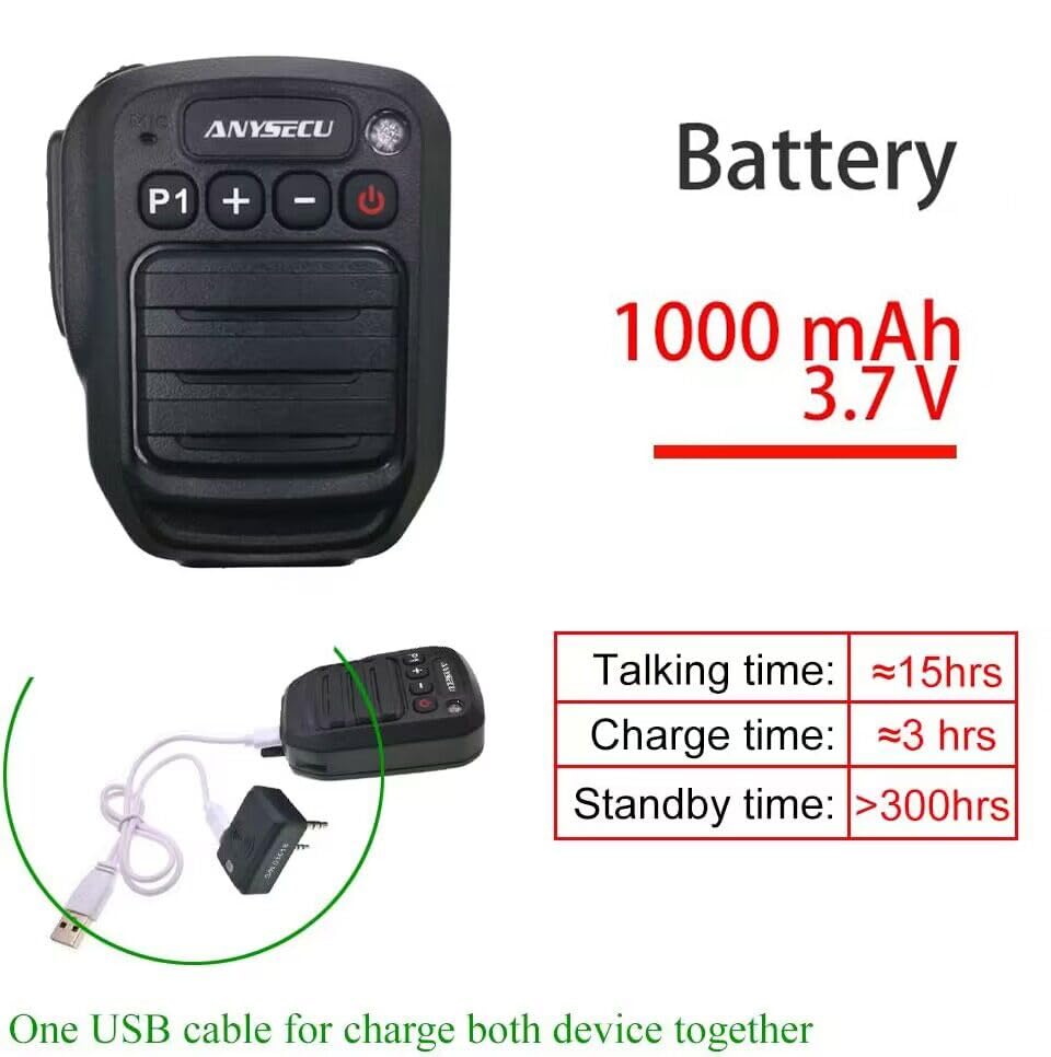 ANYSECU HB980 M - Micrófono inalámbrico Bluetooth PTT para HYT TC500 TC600 TC700 GP300 GP308 Radio bidireccional