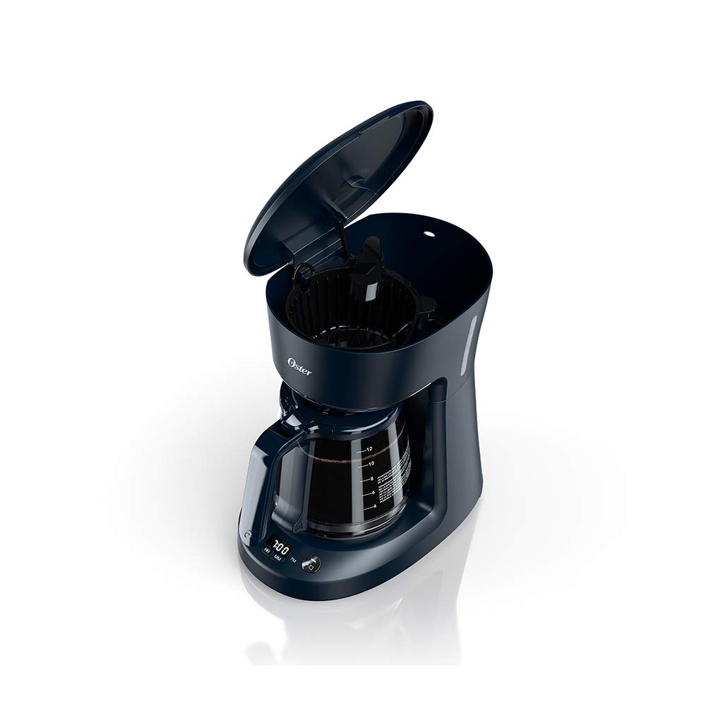Cafetera Oster Negra Sistema Programable con Reloj Digital de 12 Tazas