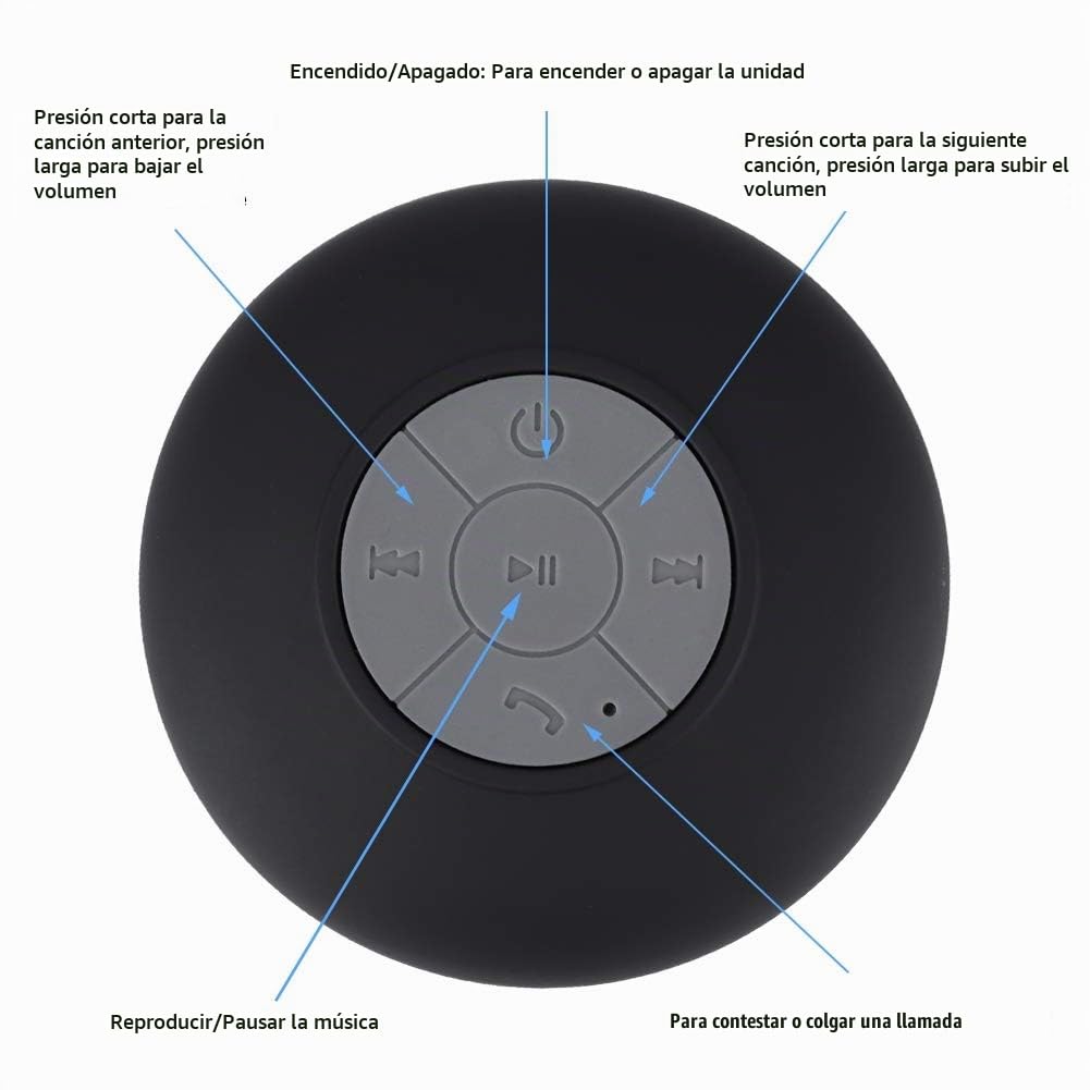 Altavoz Portátil Liukouu Negro con Ventosa Especial y Chip Decodificador Bluetooth