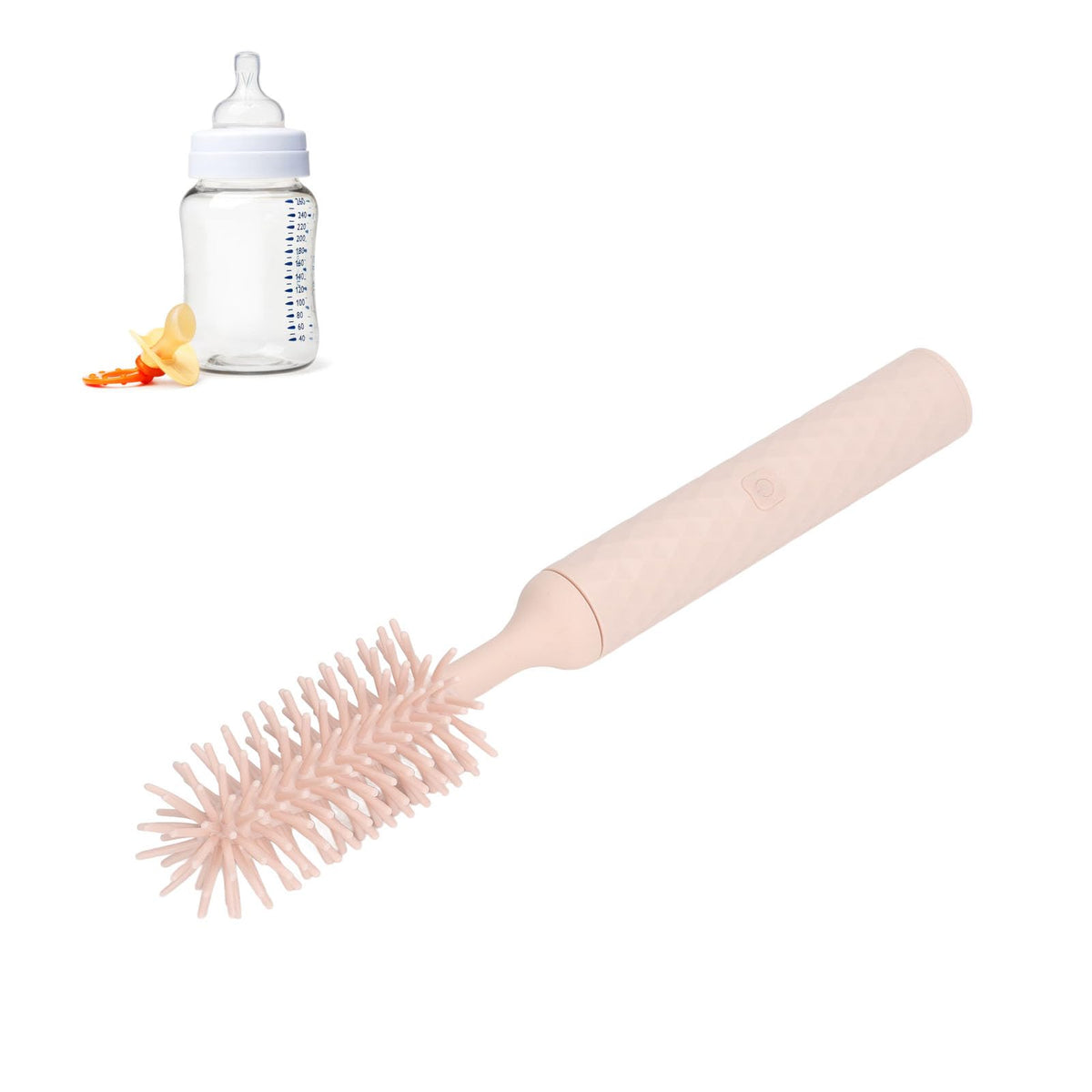 Juego de Cepillos para Limpieza de Biberones, Cerdas Giratorias de Silicona, Cepillo de Paja, 2 Velocidades, Limpiador de Cepillos para Biberones Seguro, Eléctrico Eficiente para el Hogar (Rosa)