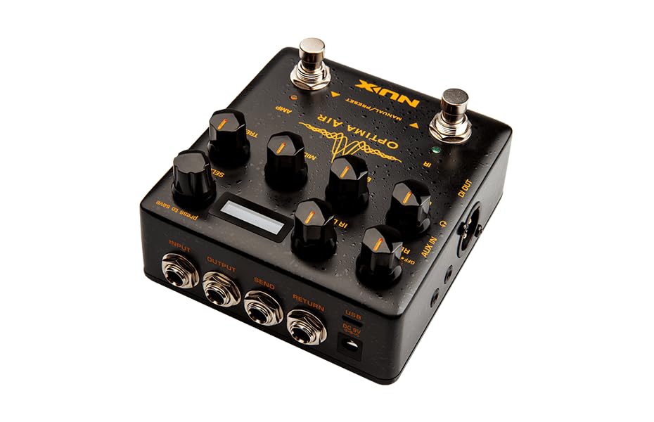 Pedal de Efectos NUX Verdugo Series Verde con Simulador de Guitarra Acústica y Preamplificador