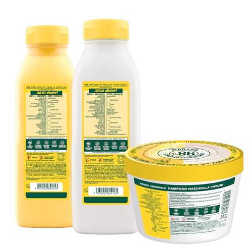 Kit Garnier Fructis Hair Food Banana Rutina Completa Fuerza para cabello débil: Shampoo, acondicionador y mascarilla, 3 piezas