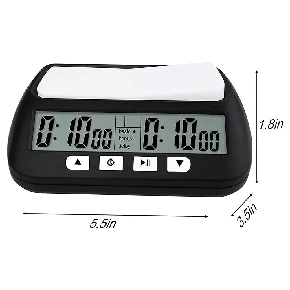 HUSHUI Temporizador de Relojes de Ajedrez, Reloj de Ajedrez Digital con Alarma y Función de Cuenta Regresiva, Negro