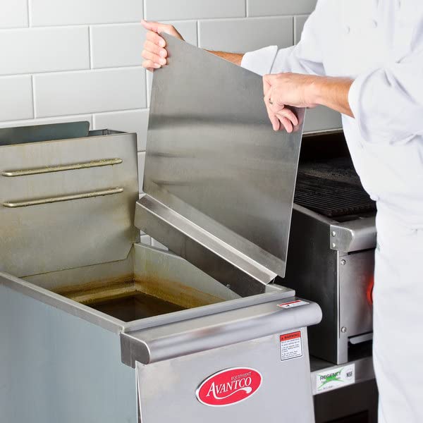 Chef Master - Juego de 2 protectores de salpicaduras de freidora comercial, acero inoxidable, calibre 18, protector de salpicaduras de aceite, 20.5 x 15 pulgadas, protector de salpicaduras de aceite