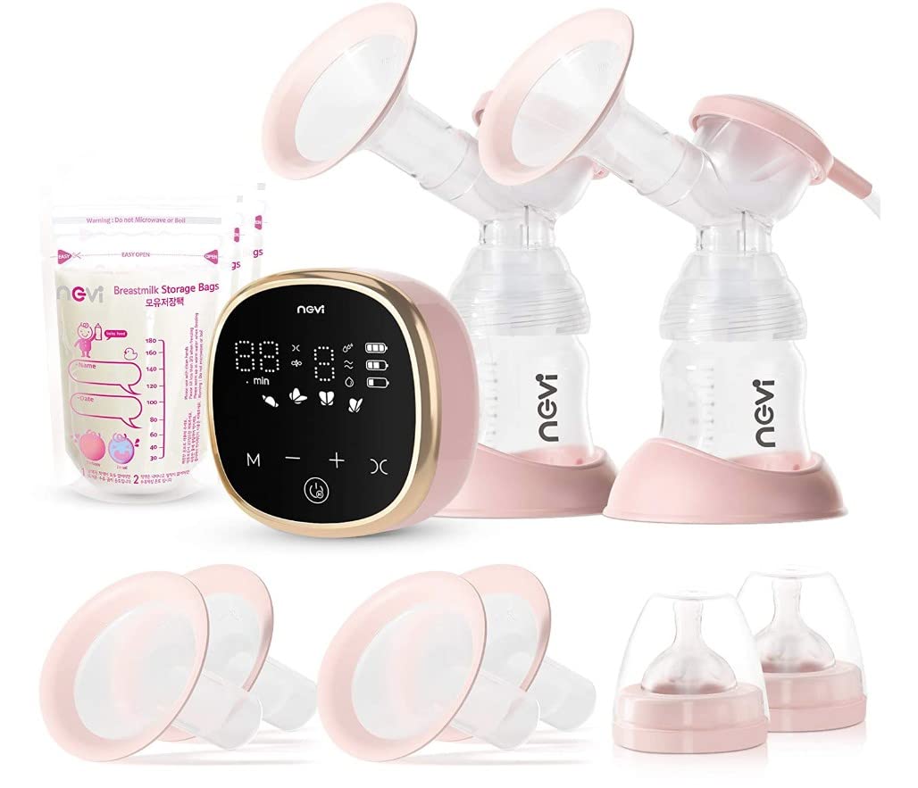 Extractor Eléctrico NeVI Blanco Doble Biberón Silencioso con 5 Modos y 9 Niveles de Velocidad