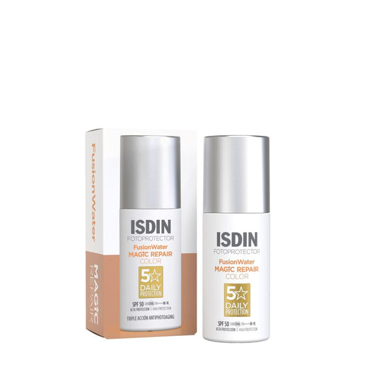 ISDIN - FotoUltra Age Repair Fusion Color Water SPF 50 - Protector solar facial de fase acuosa, triple acción anti-fotoenvejecimiento, con color, 50 ml
