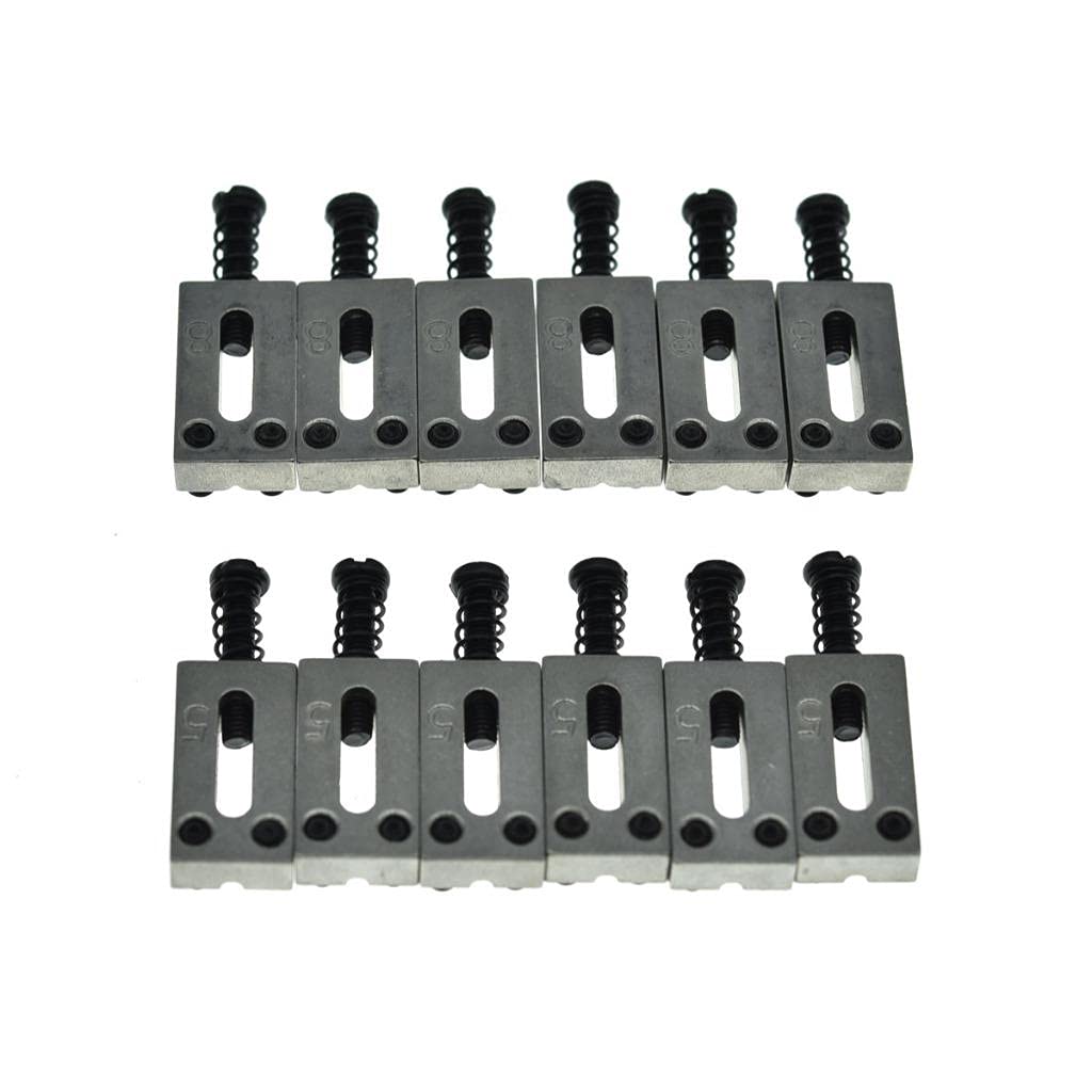 Dopro - Juego de 6 monturas de acero inoxidable para guitarra (10,5 mm, con tornillos negros para guitarra Strat Tele, 6 cuerdas)