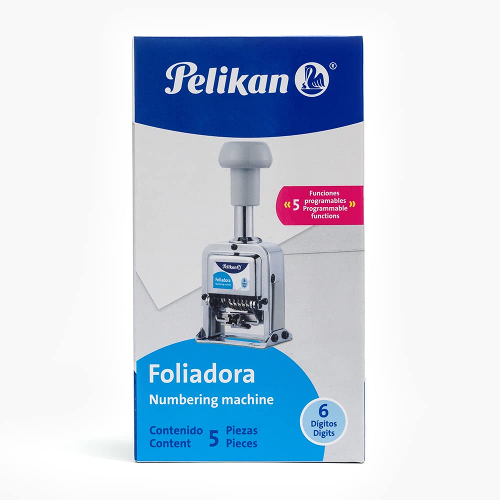 Foliadora Pelikan Acero Inoxidable Numeración Automática 6 Dígitos