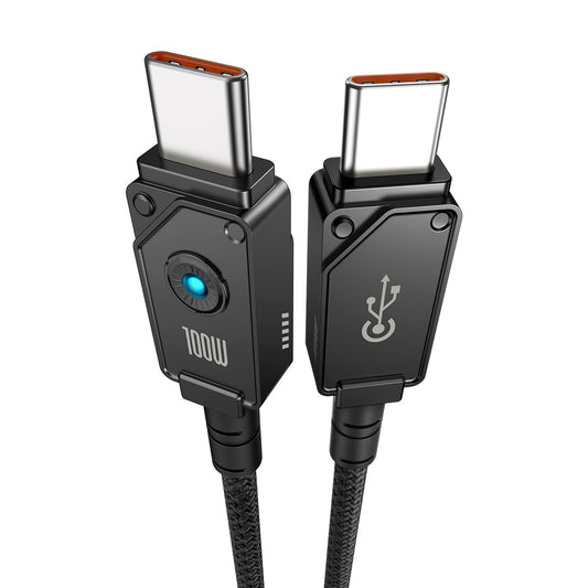 Baseus Cable Fibra aramida F-12 irrompible de Carga rápida y Datos Tipo-C a C, 100W, 1m, Negro