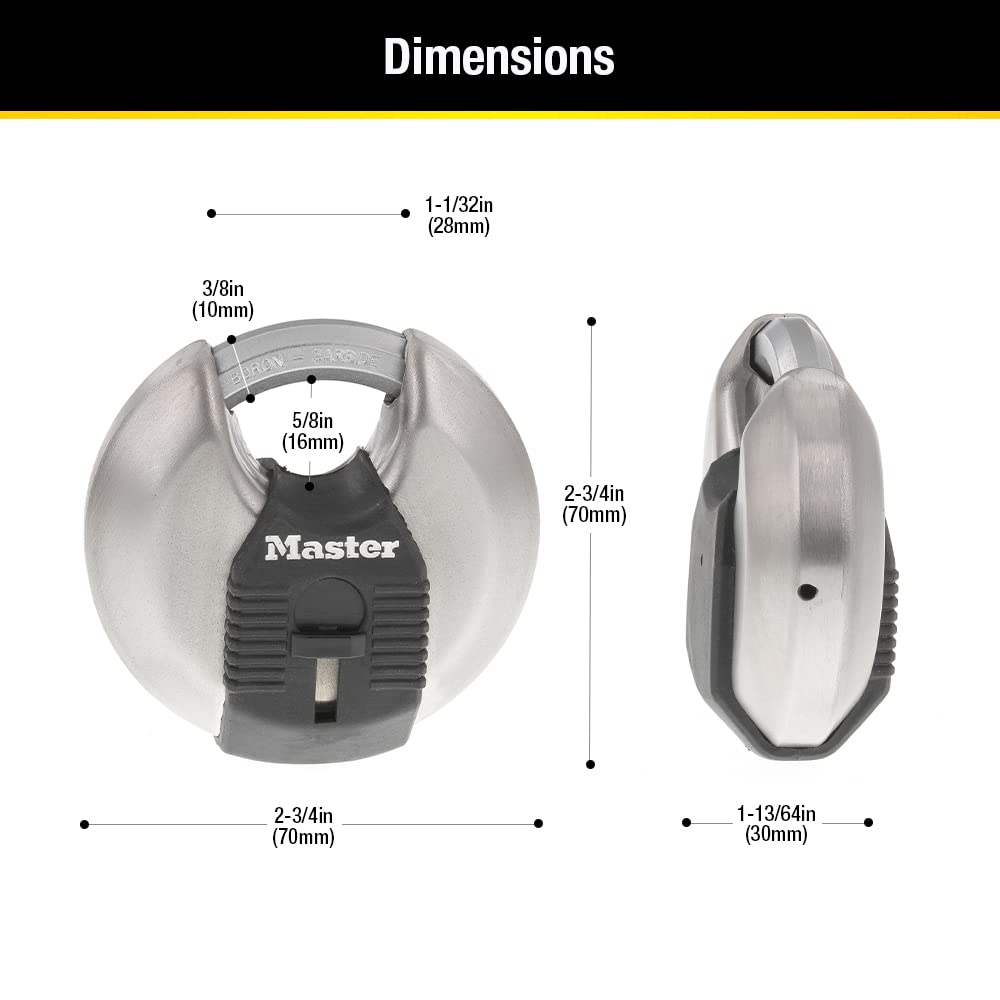 Candado de Disco Masterlock Acero 70 mm Paquete de 2 Keyed Alike