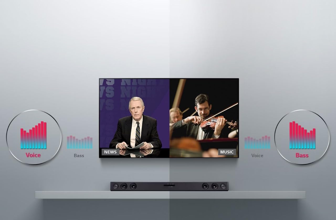 LG Barra de Sonido sk1d 40w, 2.1 Dolby Digital, Bluetooth 4.0, Optico(1), aux(1), Color Negro