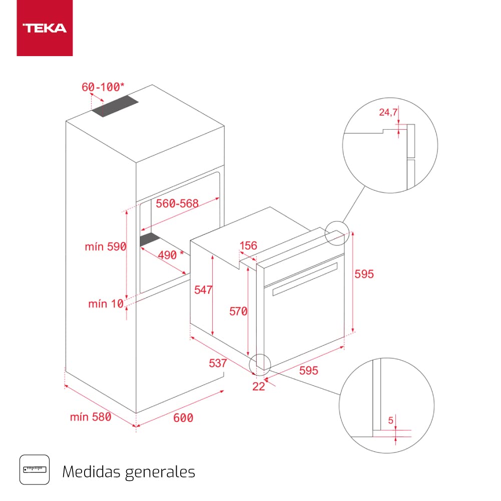 Horno Eléctrico Teka Inoxidable Negro Empotrable 60 cm