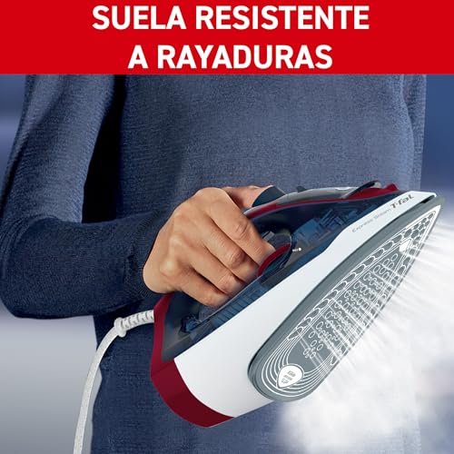 Plancha de Vapor T-FAL Navy Vino Suela de Cerámica True Ceramic Glide Planchado Rápido