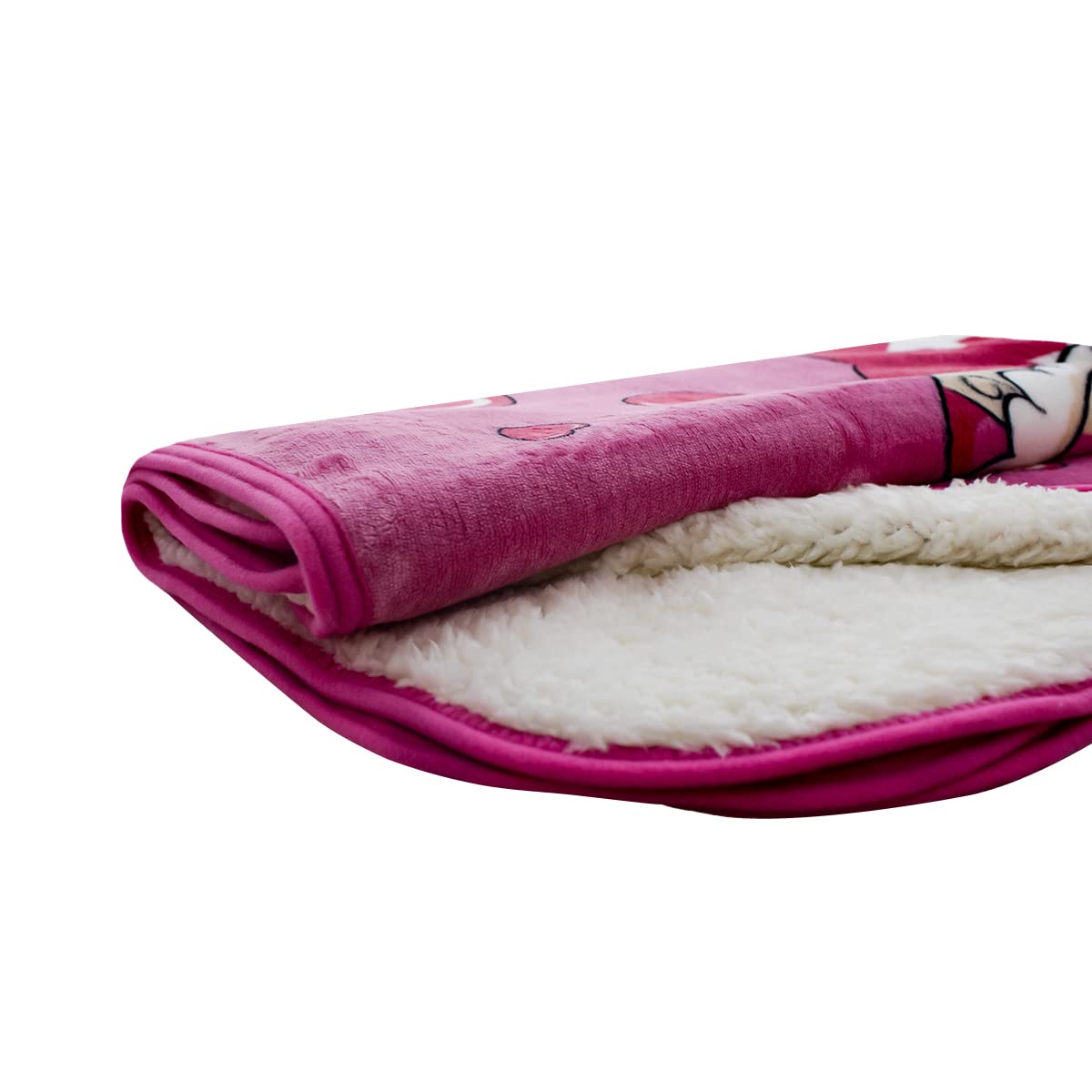 Cobija para bebe niña, calientita con forro de borrega, 1 M X 1.13 M. (Borreguita)