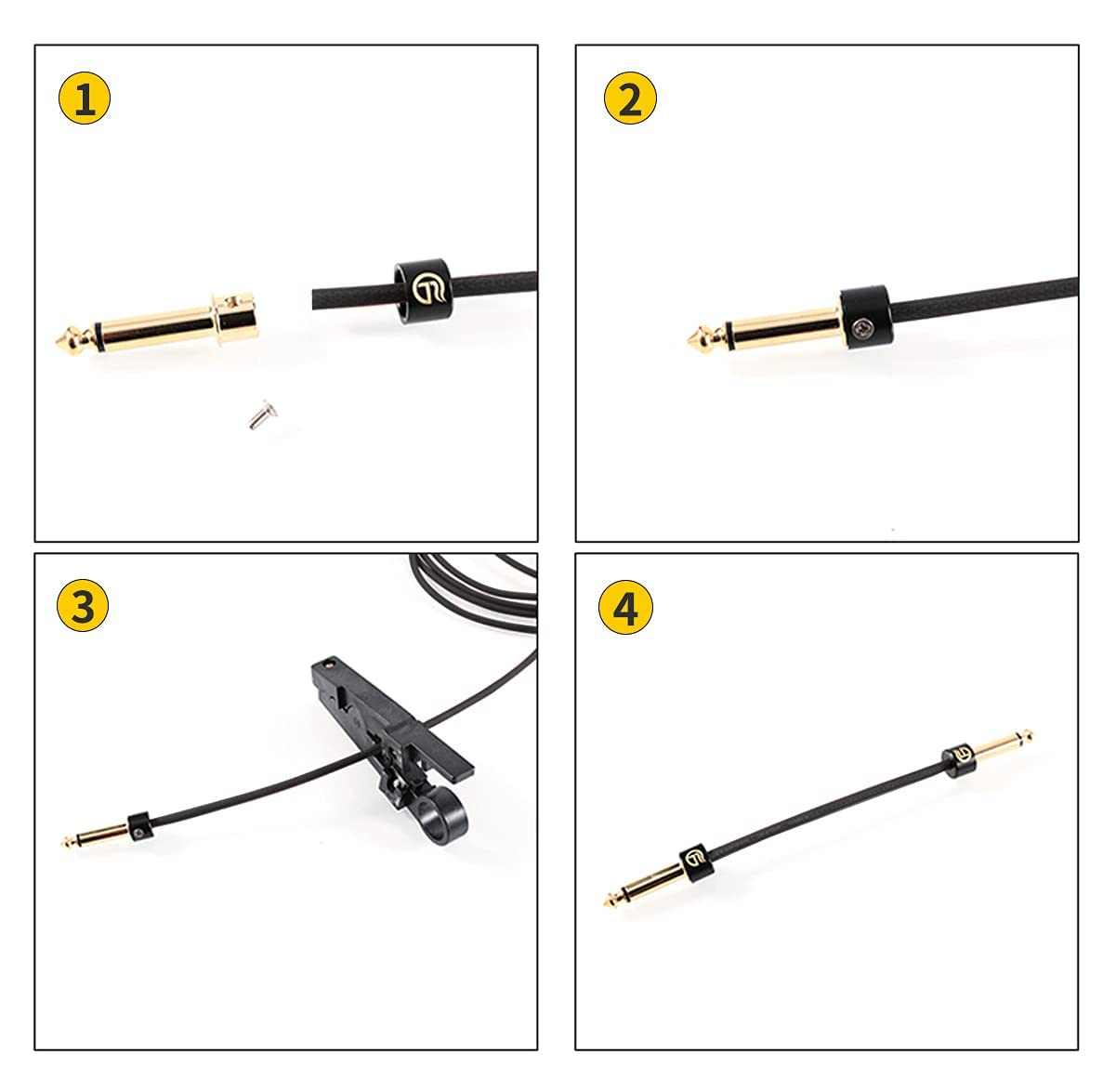 Ghost Fire - Kit de cable de pedalera sin soldadura, cable de 6.5 pies y 10 conectores de punta de cobre niquelado para efectos de guitarra y tablero de pedales, cables de conexión personalizados con