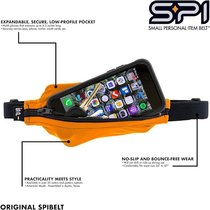 Cinturón de Correr SPIbelt Negro Expandible para Mujer y Hombre