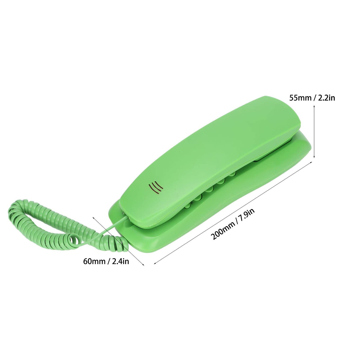 YYOYY Teléfono de Montaje en Pared, Teléfono de Escritorio con Cable, con Función de Silencio/Pausa/Remarcación, Voz de Llamada Clara, Mini Línea Fija Liviana, para Oficina en Casa, Hotel(Verde)