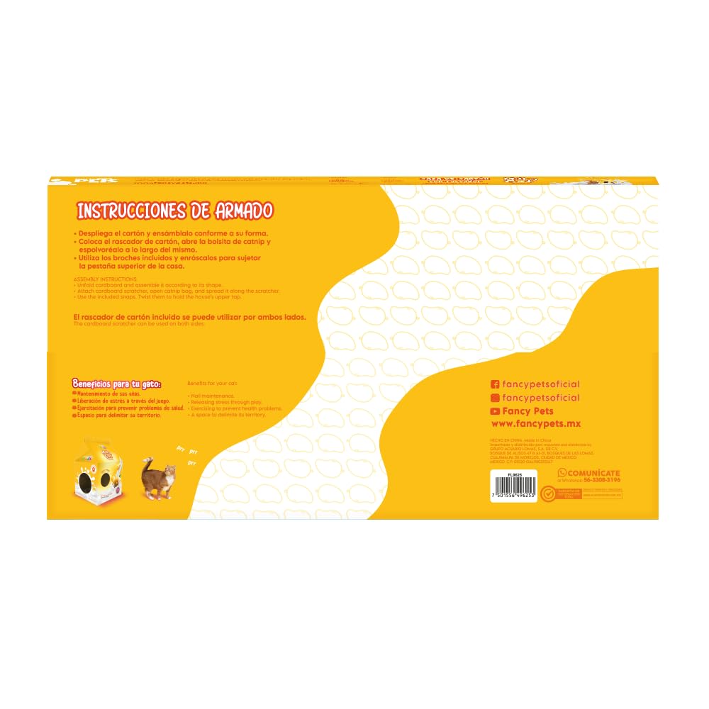 Fancy Pets Casa de Cartón con Rascador para Gatos Milky Cat Sabor Mango