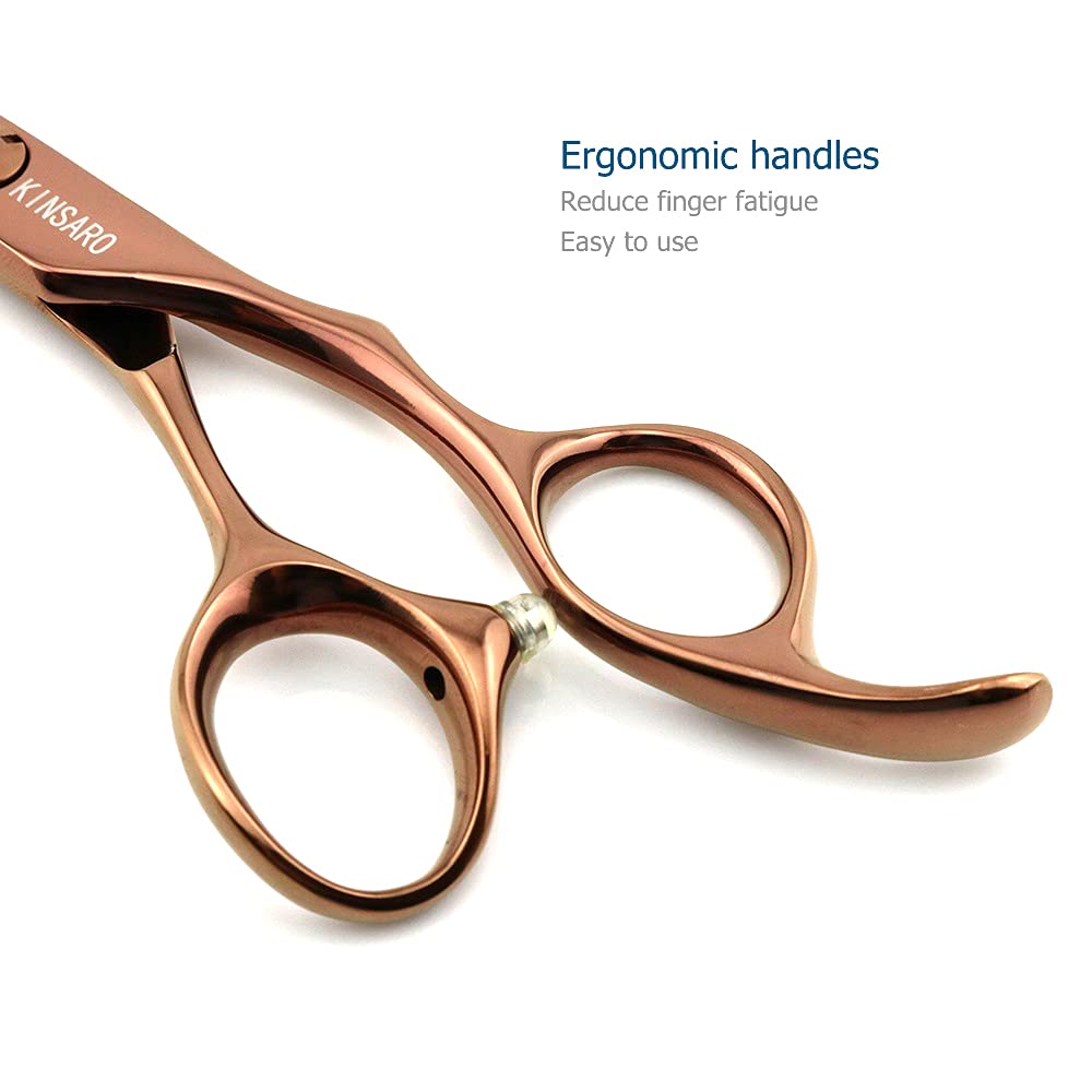 KINSARO - Tijeras profesionales de corte de pelo de 6 pulgadas - Tijeras de peluquero de borde convexo 440C