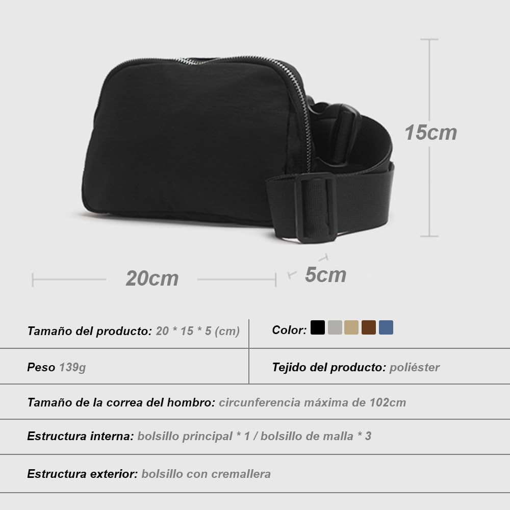 Cangurera Deportiva, Riñoneras Deportiva con Tela Impermeable de Amplia Capacidad, Bolsas de Crossbody Cinturón de Viaje de Seguridad para Pasaporte, Efectivo y Tarjetas,Cinturón Ajustable (Negro)