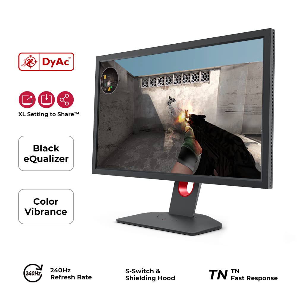 BenQ Zowie XL2546K Monitor para Juegos de 24.5 Pulgadas 240Hz | 1080P 1ms | DyAc+ | Base más pequeña | Ajuste Flexible de Altura e inclinación | Ajuste XL para Compartir