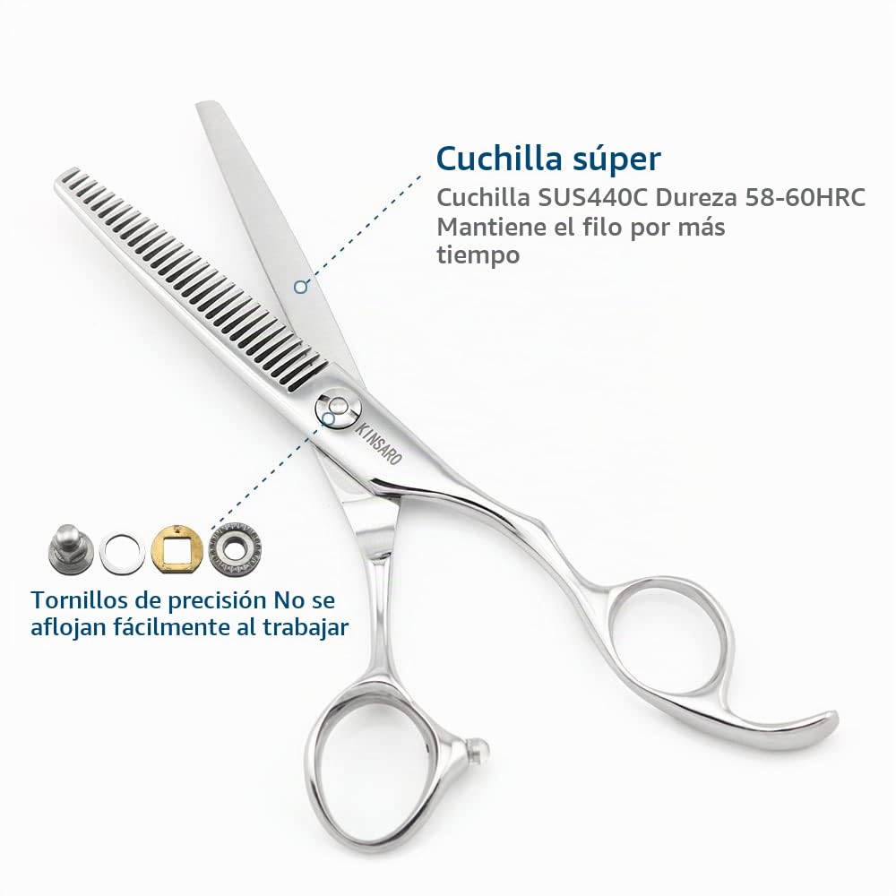 ABCD 6" Barber Hair Thinning Scissors Convex Edge Japan 440C Silvery Professional Thinning Shears Kinsaro