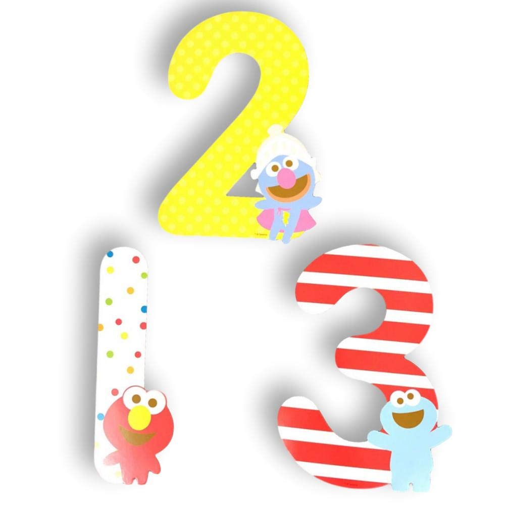 Set de Números Primer Año Sesame Street Personajes Elmo Cookie Monster Big Bird Bert Ernie Jumbo Bebé Unisex