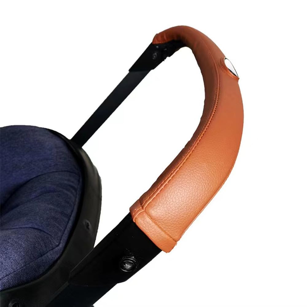 Funda de Piel Sintética MINILUJIA Café Claro con Cierre Extraíble para Manubrio Compatible con Asientos de Coche y Cochecitos Doona