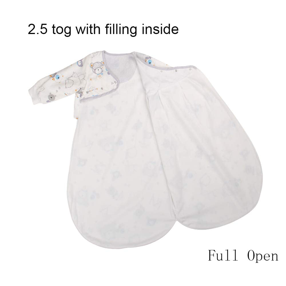 BLOOMSTAR - Saco de dormir para bebé de manga larga (3-12 m) Tog 2.5 cálido saco de dormir para recién nacido con brazos acolchados, manta de popelín de algodón para niños pequeños en una bolsa, para