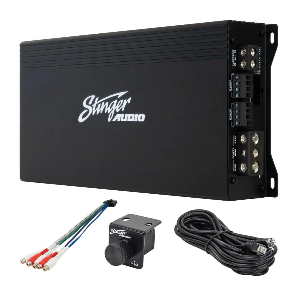 Amplificador de Audio Stinger MT-1000.5 Negro con 5 Canales RMS 1200W y Filtros Avanzados Subwoofer Remote Bass Boost