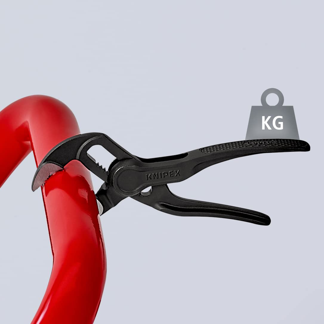 Knipex Cobra XS Mini Alicates para bomba de agua, 100 mm, tuercas a 24 mm, tubos a 28 mm, autobloqueante, ajuste fino mediante botón de empuje, Edc, 87 00 100