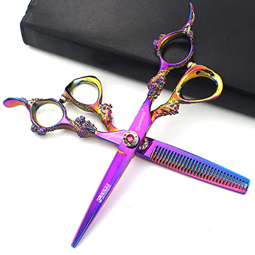 Juego de tijeras de peluquería profesional de 6 pulgadas, cortapelos y cortapelos de acero inoxidable para el hogar(6 inches, 2 pieces-B)