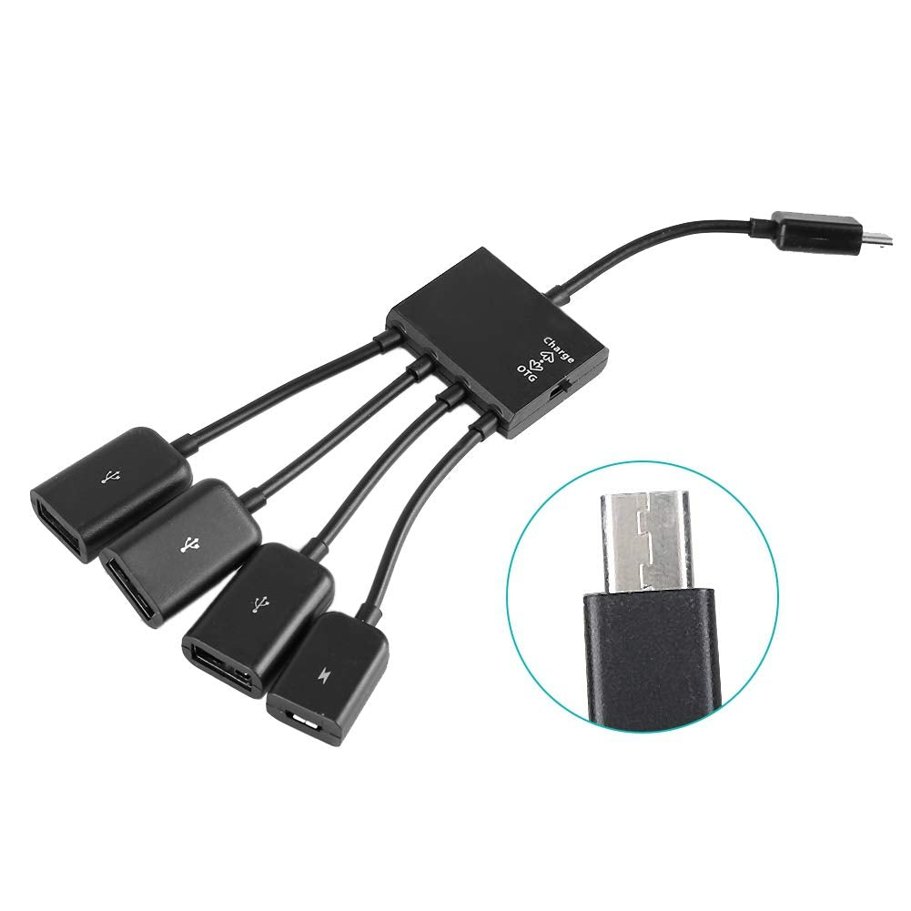 Dioche Adaptador USB HUB con alimentación, Micro USB HUB OTG Cargador de energía Cable Host Cable Lector Tarjetas Convertidor Adaptador para TV Stick