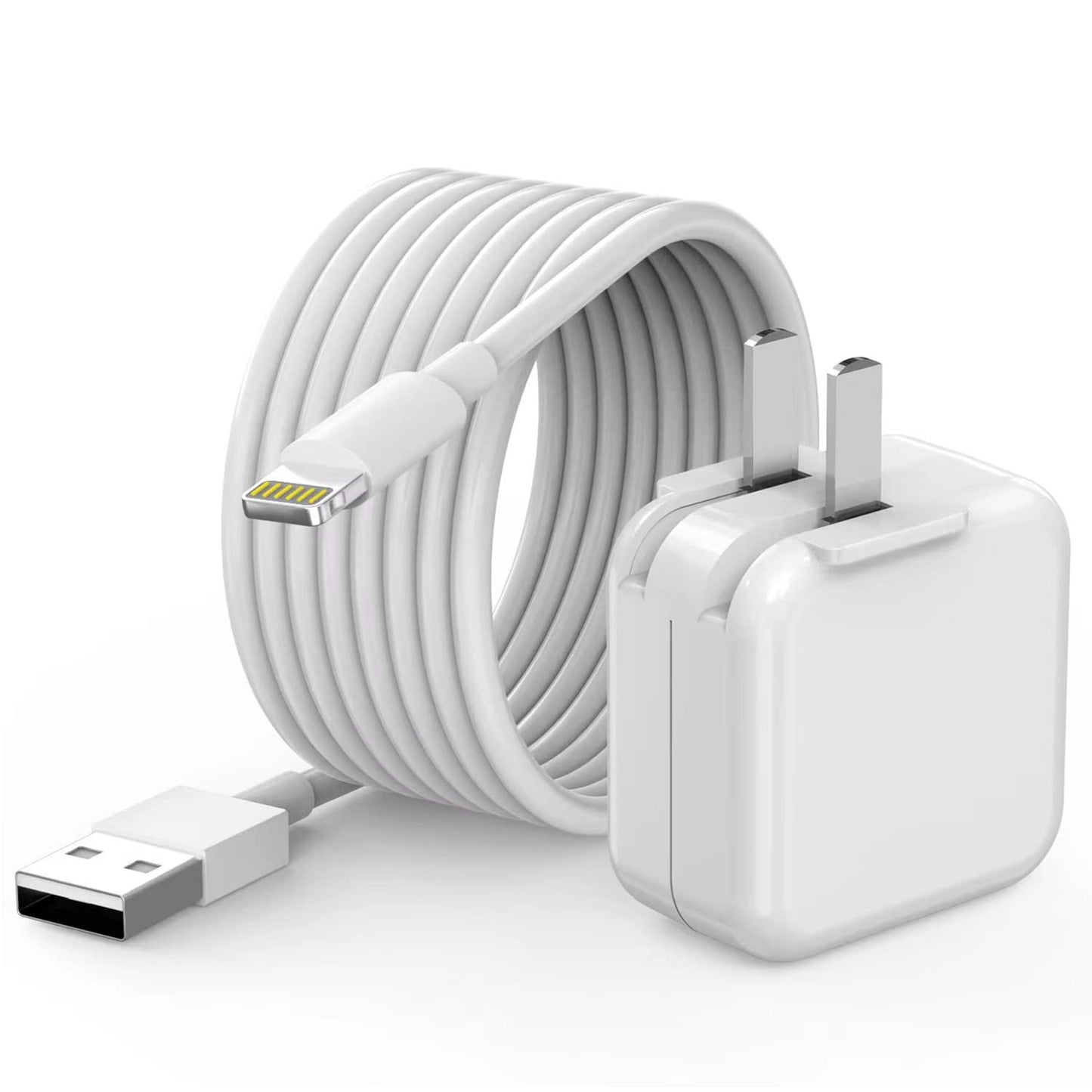 Cargador para iPad, [certificado por Apple MFI] Cargadores para iPad de 10 pies de largo, cable Lightning de carga rápida, cargador de pared USB, enchufe plegable para iPad7/8/9 generación, iPadAir