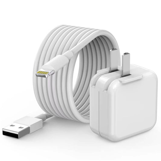 Cargador para iPad, [certificado por Apple MFI] Cargadores para iPad de 10 pies de largo, cable Lightning de carga rápida, cargador de pared USB, enchufe plegable para iPad7/8/9 generación, iPadAir