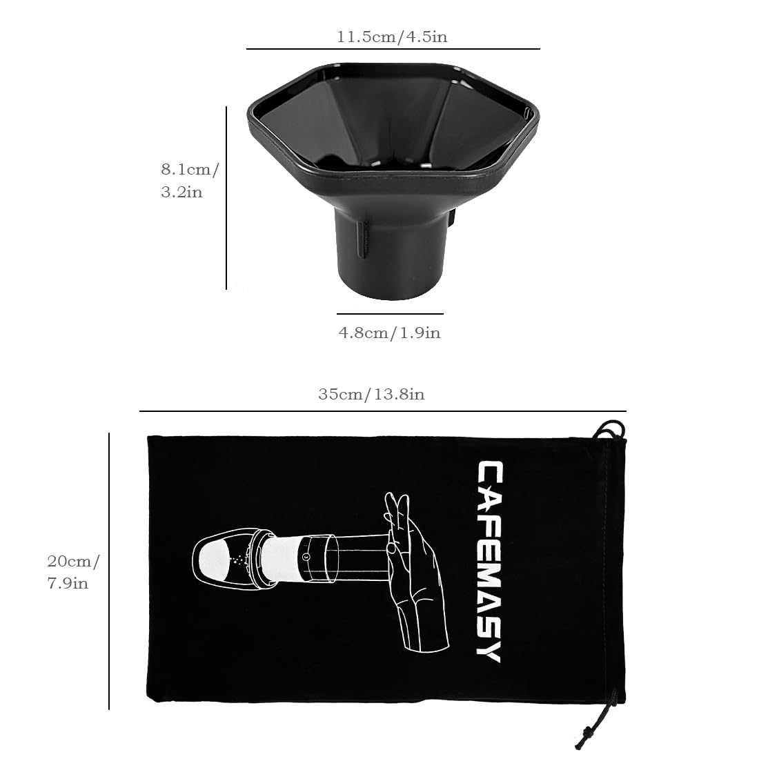 CAFEMASY - Kit de embudo de café y bolsa de viaje compatible con Aeropress Original Go XL portátil de repuesto para cafetera espresso