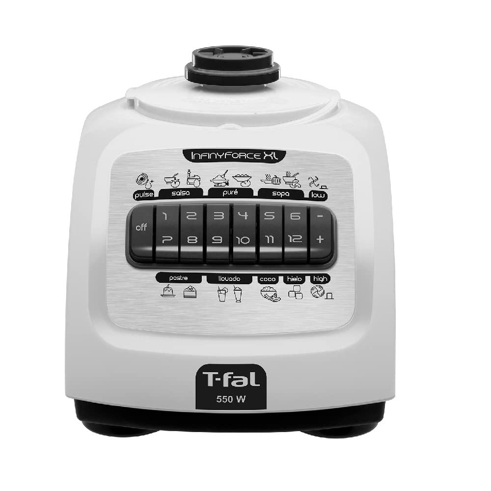 Licuadora T-fal Blanca Infiny Force XL 12 Velocidades Eficiente para Resultados Perfectos 6 Cuchillas de Acero Inoxidable 2.2 L
