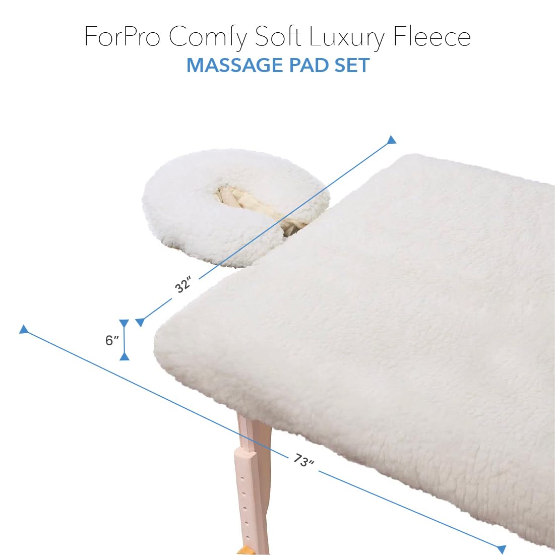 ForPro - Juego de almohadillas de masaje de forro polar suave y lujoso, extra suave, hipoalergénico, para mesas de masaje, incluye almohadilla de mesa de masaje y funda para reposabrazos, natural, 33 pulgadas de ancho x 74 pulgadas de largo x 5 pulgadas d