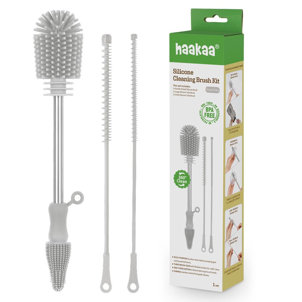 Haakaa Kit de cepillo para polvo de limpieza de silicona de grado
