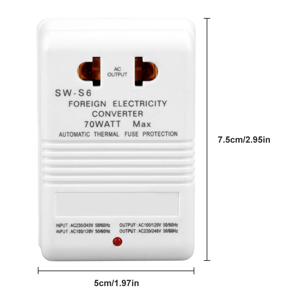 Transformador Convertidor de Voltaje Walfront Enchufe CN para Viaje 70W 110V a 220V 240V
