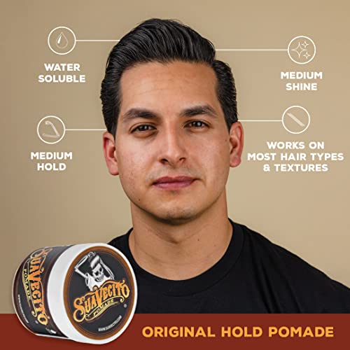 Suavecito Pomade Original Hold 5 onzas, 1 paquete – Pomada para el cabello de sujeción media para hombres – Gel para el cabello a base de agua de brillo medio – Fácil de lavar – Fijación todo el día para todos los peinados