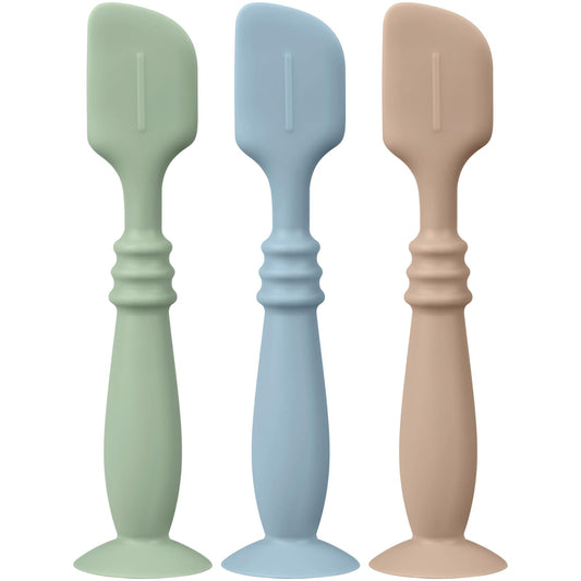 Nothomme 3 Paquetes De Aplicadores De Crema Para Pañales De Silicona Con Base De Succión, Espátula Aplicadora De Crema Para Pañales Para Bebés, Cepillo De Silicona Suave Para Crema Para Pañales(Salvia