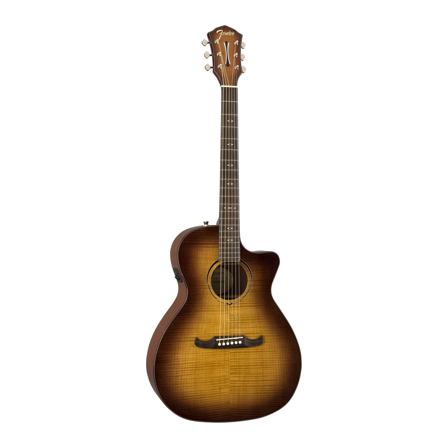 Fender FA-345CE Auditorium Cutaway Acoustic Guitar, with 2-Year Warranty, 3-Color Tea Burst