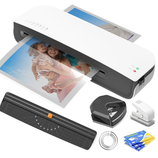 Laminadora Enmicadora Térmica+Cortador de Papel+300 Hojas Laminadoras,Enmicadora Tamaño Carta y Oficio para Casa y Oficina,A4 Laminador Térmico con Recortadora de Papel y Redondeadora de Esquinas