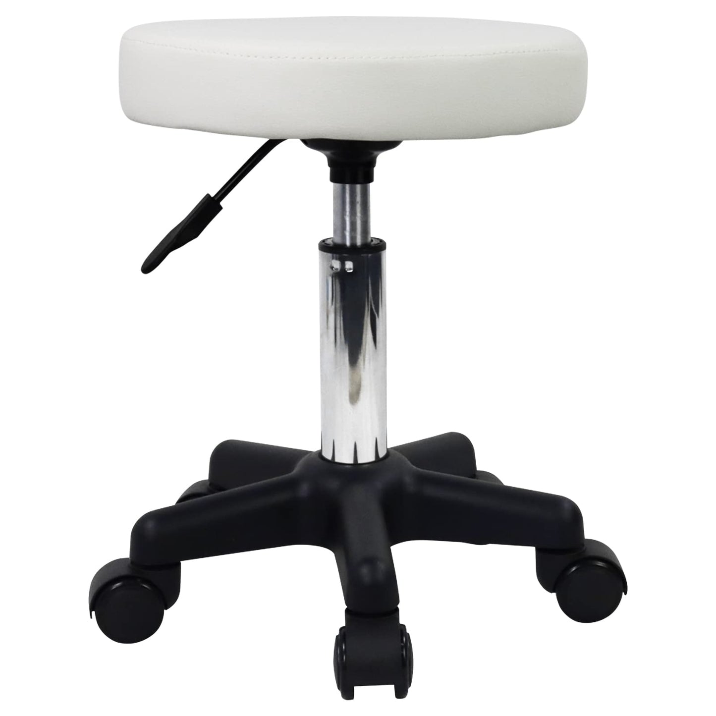 FURWOO Taburete redondo de altura ajustable con ruedas para spa, salón de masaje, color blanco
