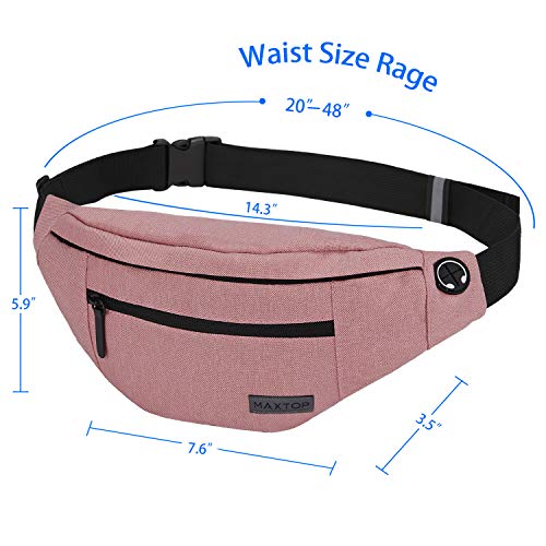 Riñonera MAXTOP Rosa con Conector para Auriculares y 4 Bolsillos para Mujer y Hombre