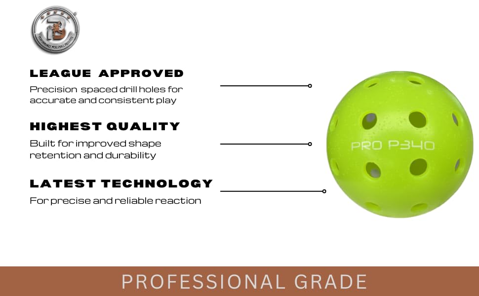 Bolas de Pickleball P340 Pro Premium exteriores 40 Agujeros Rebote Alto Juego Constante Paquete de 6 unidades